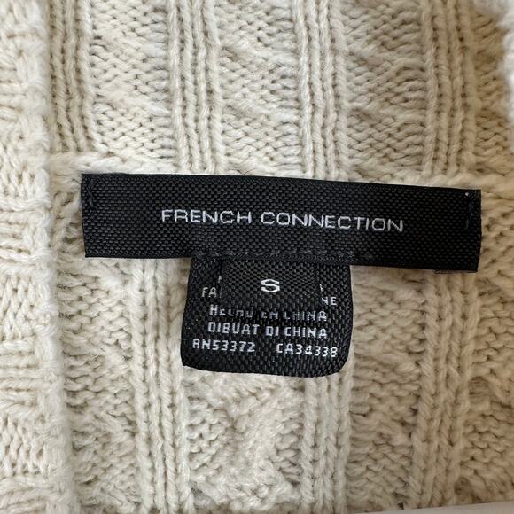 French Connection Cream Mock Neck Cable Knit Sweater - Picture 6 of 8